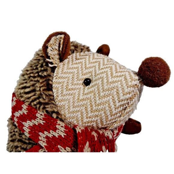 Dan Dee Christmas Hedgehog Plush Embroidered Poinsettia Scarf Weighted 9-in Gift - Picture 7 of 7